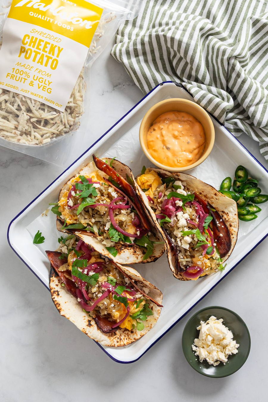 Real Rosti Potato breakfast tacos with chipotle mayo